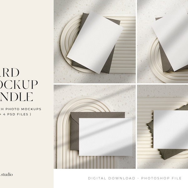 5x7 Card Boho Minimal Mockup Bundle for Photoshop ( Digital Download ) Wedding Stationery Mockup,Card Mockup,Wedding Invitation