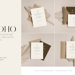 Boho - 5x7 Card Mockup, Wedding Mockups, Invitation Mockups, Greeting Mockups, Thank You Card Mockups - Bundle
