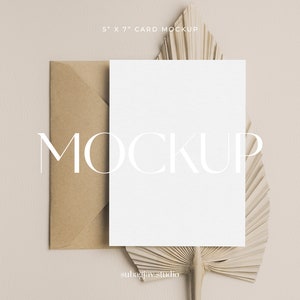 5 x 7 kaart Boho minimaal mockup, mockup bruiloft briefpapier, kaart mockup, mockup huwelijksuitnodiging, PSD slim object #01