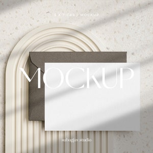 5x7 Card Boho Minimal Mockup,Wedding Stationery Mockup,Card Mockup,Wedding Invitation Mockup, PSD Smart Object