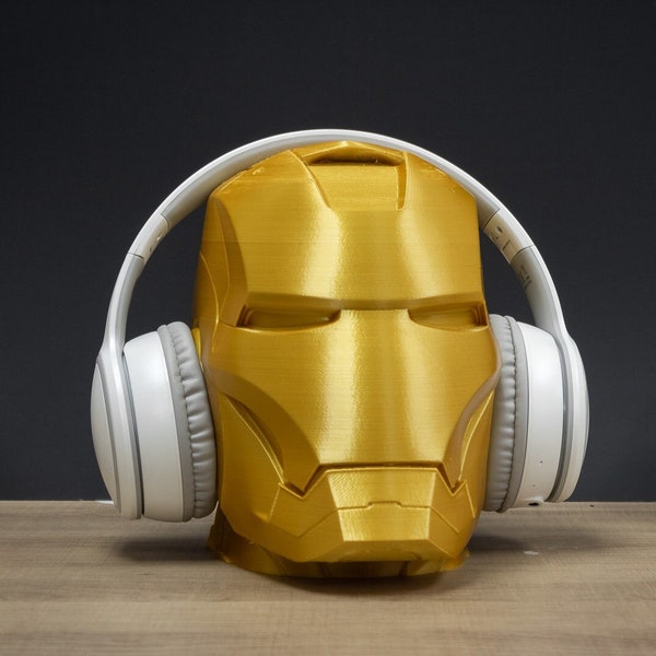 Stojak na słuchawki Iron Man | Uchwyt na słuchawki, gry, wystrój pokoju, biuro, komputer stacjonarny | Popiersie Iron Mana do malowania