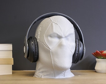Deadpool Battleworn Headphone Stand | Headphone Holder, Gaming, Room Decor, Office, Desktop | Deadpool Fan Gift|  Gamer Gift | Nerd Gift