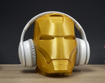 Iron Man Headphone Stand | Headphone Holder, Gaming, Room Decor, Office, Desktop | Iron Man Paintable Bust