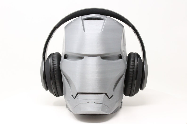 A handmade iron man paintable headphone stand printed 3D is the unique gift for your men