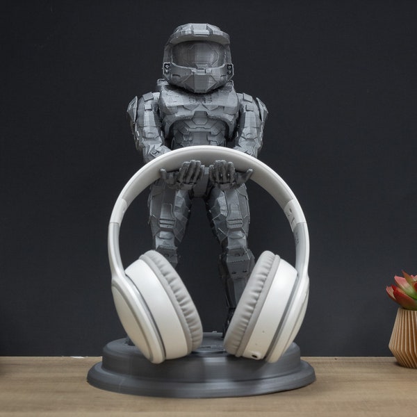 Supporto per cuffie Master Chief a corpo intero / Supporto per cuffie Regalo perfetto per giocatori / Supporto per cuffie Halo Fan / Regalo per giocatori /