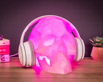 RGB-verlichting, lage poly-koptelefoonstandaard | Headsetstandaard RGB-accessoire | Perfecte hoofdtelefoonstandaard als cadeau voor gamers