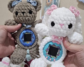 Funda de peluche para Tamagotchi de ganchillo, oso, conejito, Paradise, ON, Meets, Mix, P's, Pix Party