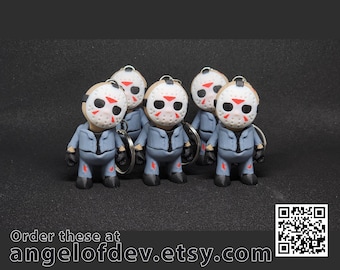 Lindo llavero de terror de Jason el asesino: mini colgante de asesino para fanáticos del terror.