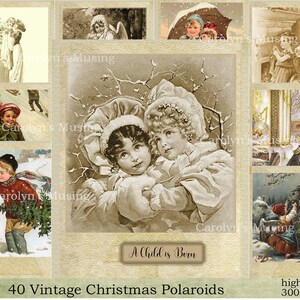 Vintage Weihnachten, Junk Journal, Bilder, Sofortbildkamera, Polaroid Fotos, Digital Download