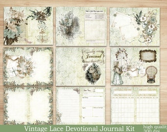 Vintage Floral Lace Bible Journaling Kit, Christian Ephemera (Digital Download)