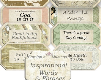 Inspirational Words & Phrases, Faith Journal Embellishments (Printable)