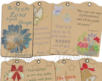 Christian Faith Bible Verse Tags, Ephemera Journaling (Digital Download)