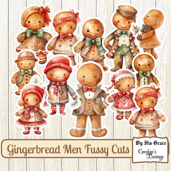 Junk Journal, Fussy Cuts, Gingerbread Men, Christmas, fussy cut, Scrapbook Ephemera, Gingerbread Labels, Digital Download, Printable journal