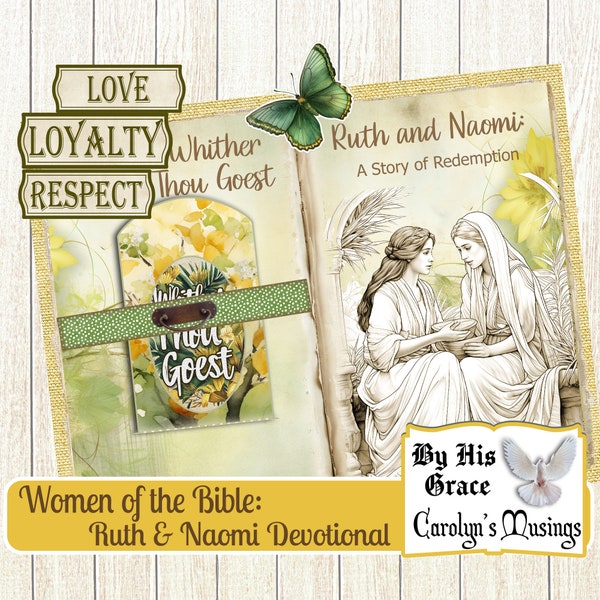 Devotional Journal Kit Ruth and Naomi, Women of the Bible Devotional kit, Faith Journal supplies, Digital Download