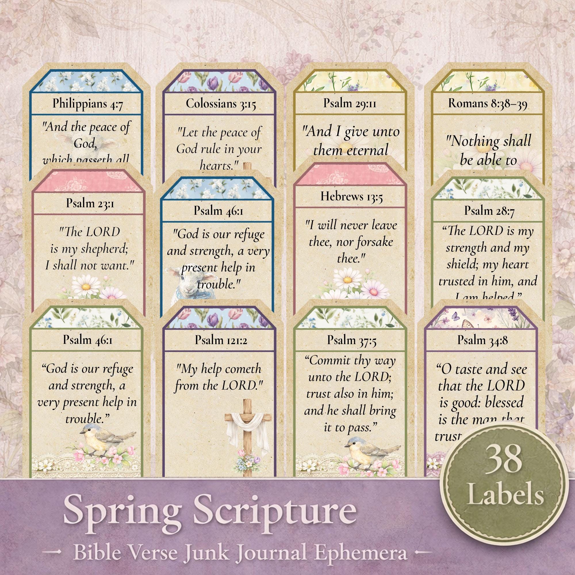 Bible Verse Labels Spring Scripture |junk Journal Ephemera | Christian ...