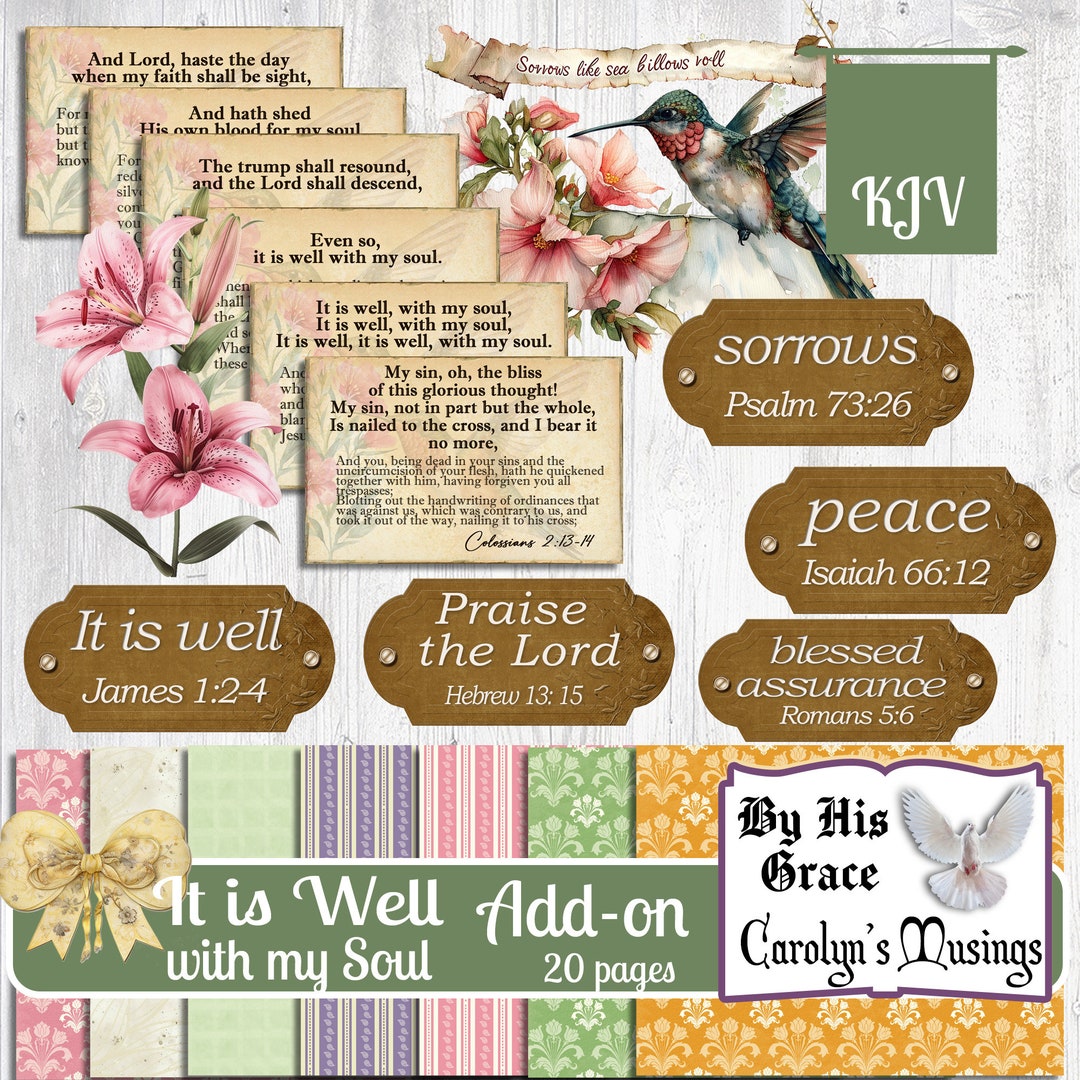 Devotional Journal It is Well, ADDON, Spring, Printable, Journal Kit