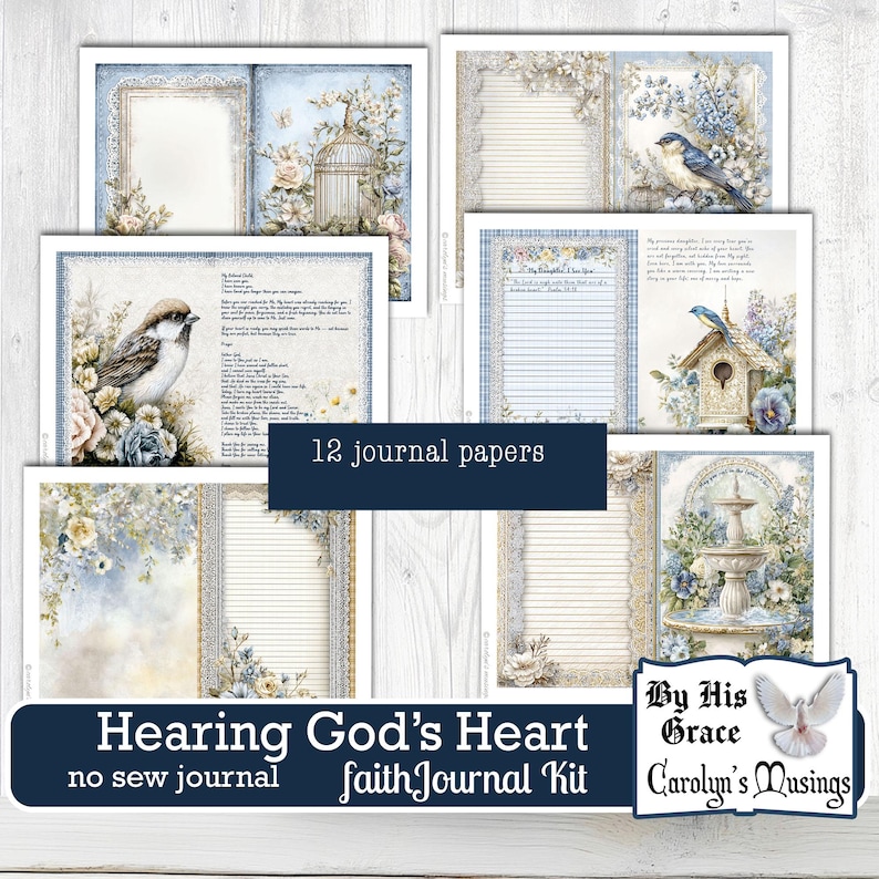 Scripture-based digital journal kit with botanical design for spiritual seekers and women’s ministry. Digital faith journal kit with botanical and bird illustrations, including 12 decorative pages. Enhance spiritual growth with this printable faith journal, designed for peaceful personal reflection.