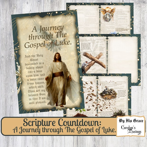 Christmas, Christian Faith Journal Kit, A Journey through The Gospel of Luke, Scripture Countdown, December Daily, Christ-centered Christmas