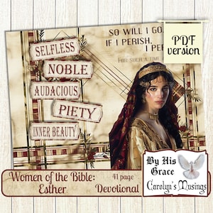 Kit de journal indésirable de dévotion Esther, VERSION PDF, Femmes de la Bible, Journal de prières, Fournitures pour le journal de la foi, Éphémères de la foi, Imprimable,