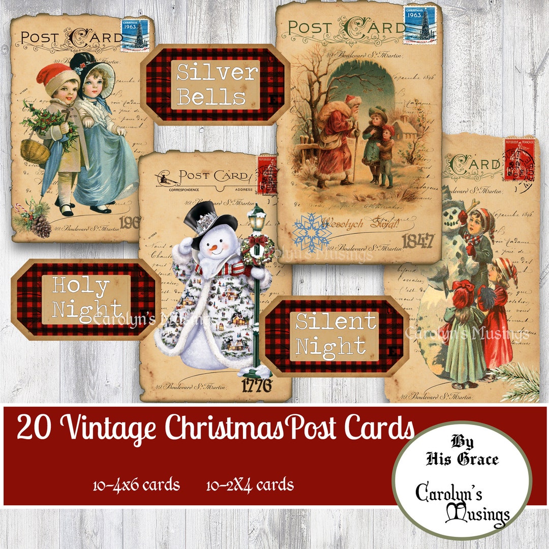 Vintage, Christmas Holiday Post Cards| Journal Card Embellishments ...