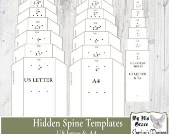 Junk Journal Spine Template, Signature Hole Guide, US Letter an A4 Bundle, Digital Download