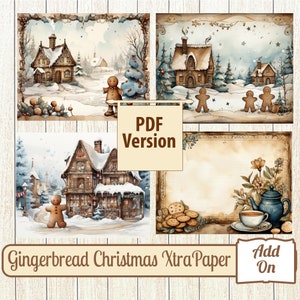 Junk Journal, Vintage, Gingerbread Man, Digital Paper, PDF, ADDON, Christmas Paper Pack Gingerbread Christmas, Digital Download, Printable