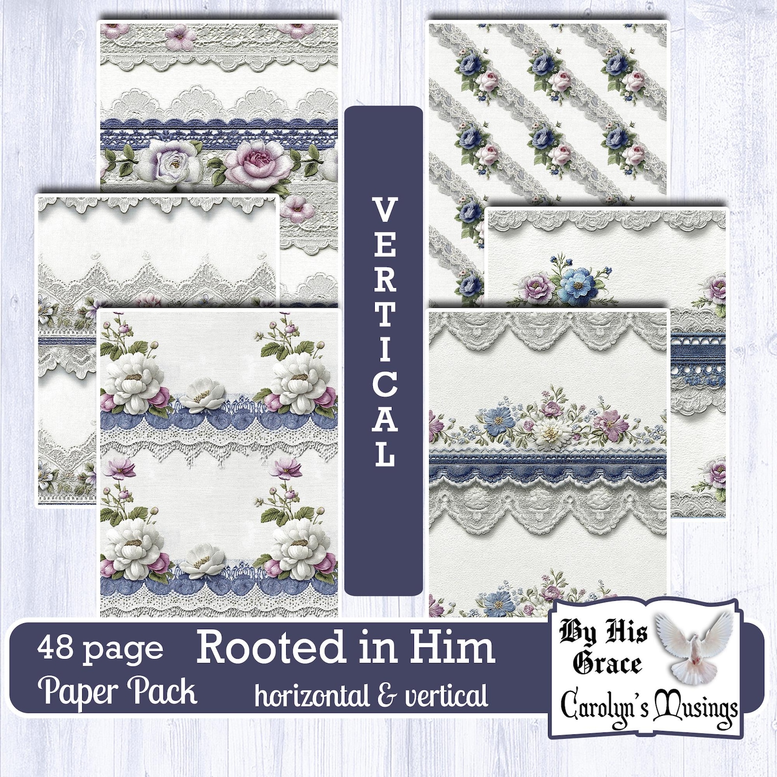 Shabby Chic Scrapbook Paper Pack: 48 Printable Junk Journal Pages ...