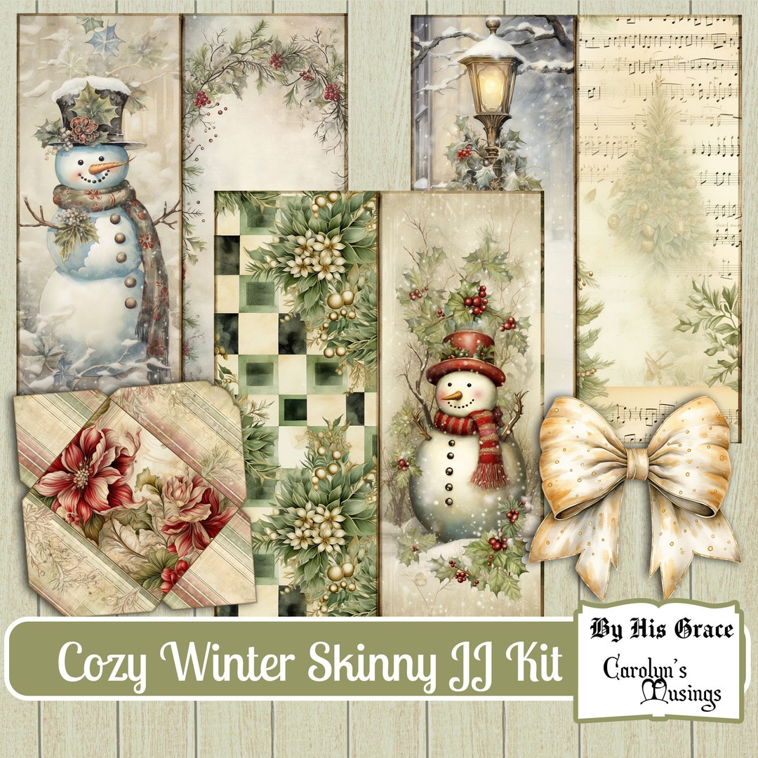Skinny Christmas Junk Journal Kit: Cozy Winter Ephemera (digital ...