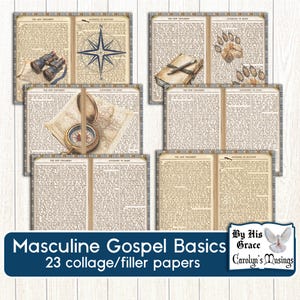 Journal numérique masculin pour le collage, Papiers Gospel, Sa foi neutre, Pages de la Bible, Camping, Voyages, Fête des Pères, Scrapbooking