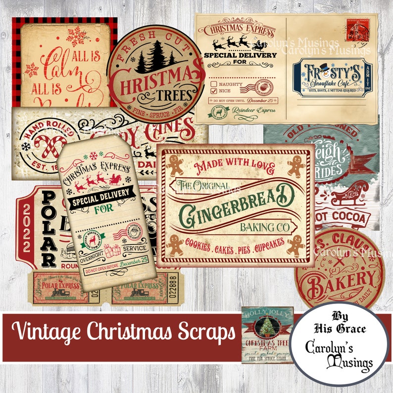 Junk Journal Vintage Christmas Fussy Cuts Printable - Etsy