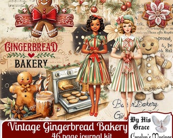 Vintage Gingerbread Bakery Junk Journal Kit: Christmas Ephemera (Digital Download)