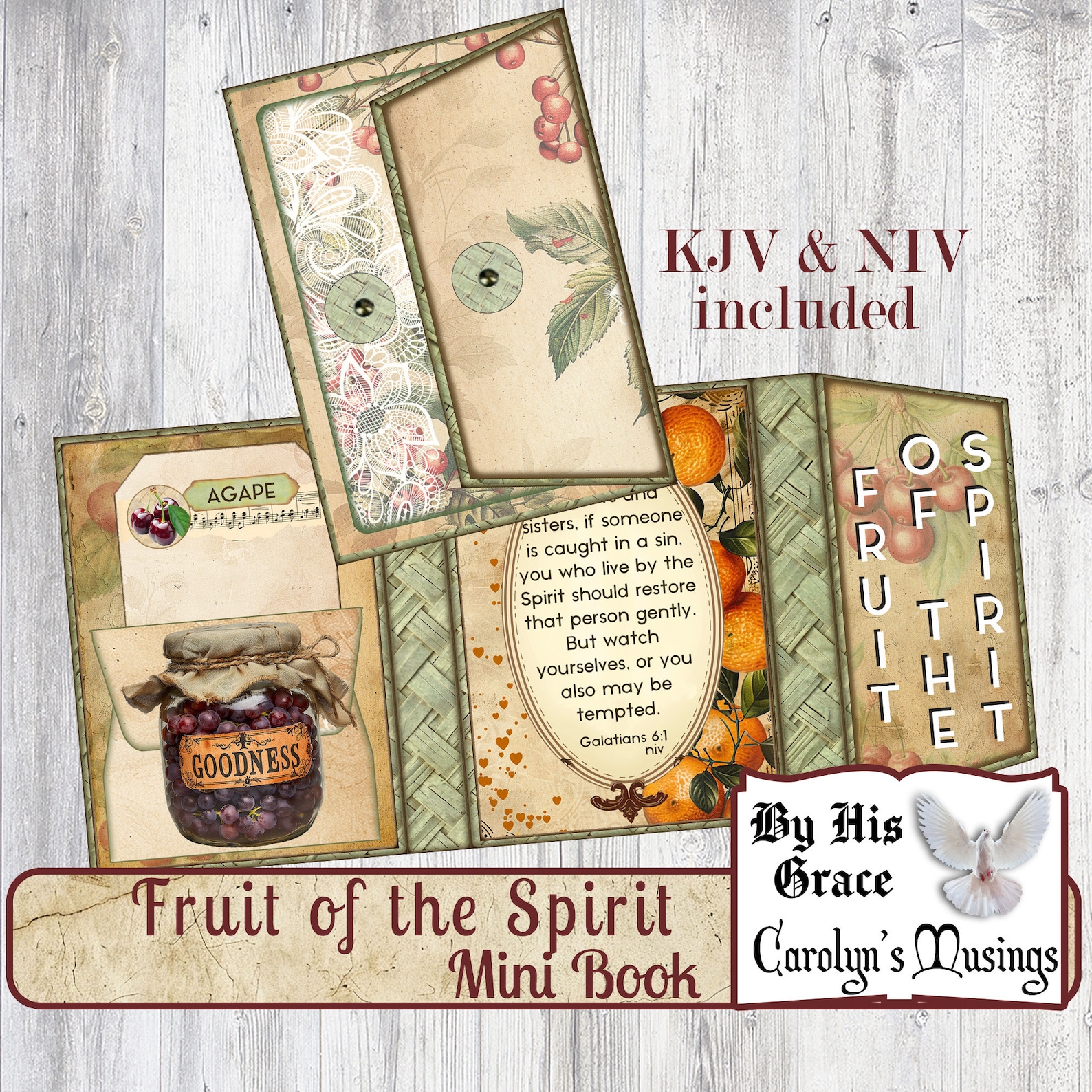 Fruit of the Spirit Mini Journal Book: KJV/NIV Verses (printable) - Etsy