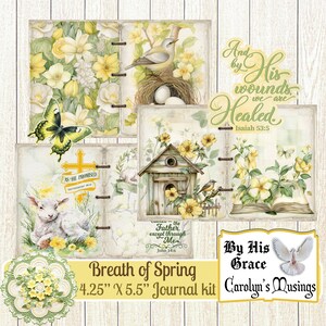 Kit de diario basura Breath of Spring, kit de diario de fe de Pascua/primavera, descarga digital, álbumes de recortes, suministros, reflexiones de Carolyn, imprimible