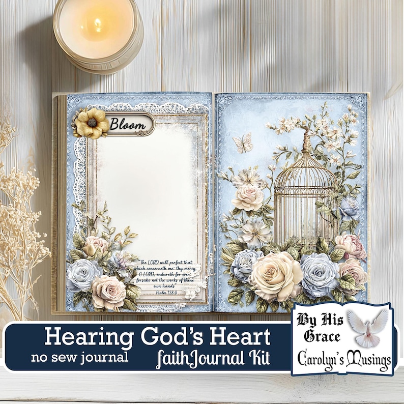 Scripture-based faith and healing journal kit with digital download and botanical theme. Faith journal kit with botanical design, featuring scriptures and floral decor for spiritual reflection. Enhance spiritual growth with this digital botanical journal kit for personal reflection.