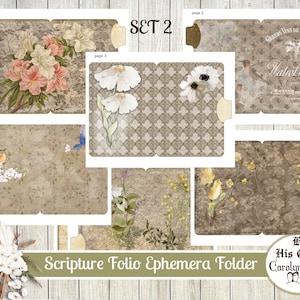 Skriftfolder Ephemera-mapp: Blomsterkollage, Skriftkort (digital nedladdning) bild 6