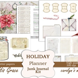 May include: A digital printable kit for a holiday planner junk journal. The kit includes 29 US letter sized papers, a variety of printable elements, and a red cardinal illustration. The kit is designed by His Grace and is high quality, 300 dpi.