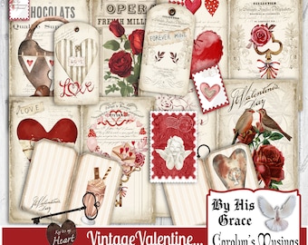 Printable Vintage Valentine Junk Journal Kit (Digital Download)