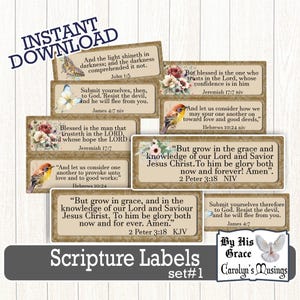Etiquetas cristianas imprimibles/Efímeras para diario de oración/Etiquetas imprimibles para álbumes de recortes y manualidades/Descarga digital/