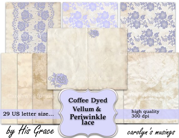 Printable Coffee Dyed Plain Background Vellum Paper Pack - Etsy
