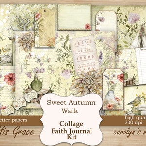 Herbst Gebet Journal druckbare, Devotional KJV Schrift ephemer, Glaube, Collage, Planer, Kit, Geschenk, Junk Journal, christlich, Bibel