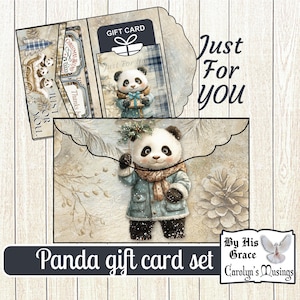 Pandabär Weihnachtsgeschenkkarte Set | Weihnachtsstrumpf Stuffer | Printable Geschenk Kartenhalter | Digitaler Download | Geschenkbox |Carolyns Musings