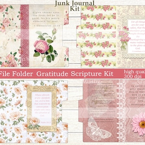 Dankbaarheid, Junk Journal, Schrift, Bestandsmap, Afdrukbare Journal Kit, Junk Journal Digitale Kit, Schrift Ephemera Bestandsmap, Papier