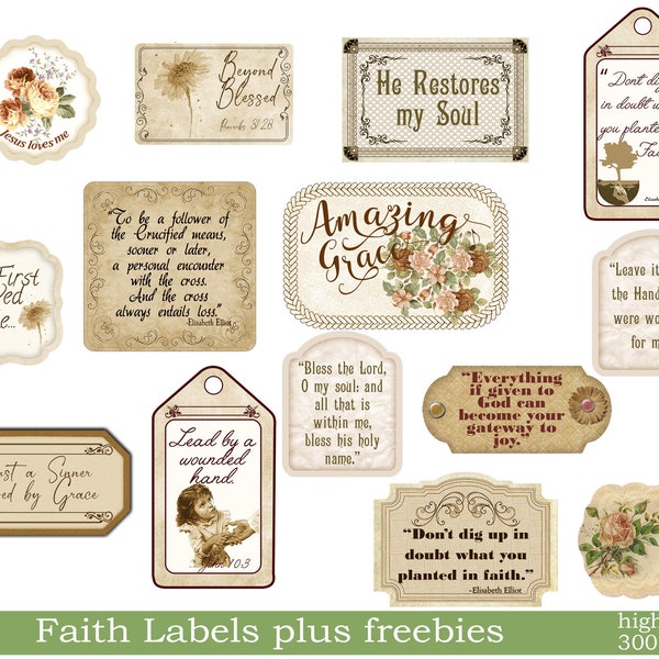 Prayer Journal  printable Faith label ephemera for your Devotional, Bible Journaling needs, Scrapbook, art project, card making,Download