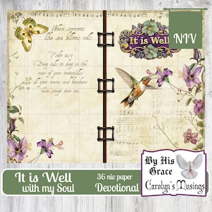 Diário Devocional It is Well, NIV, Primavera, Imprimível, Kit de Diário, Escritura NIV, Diário de Oração, Download Digital, Álbum de Recortes, Efêmera