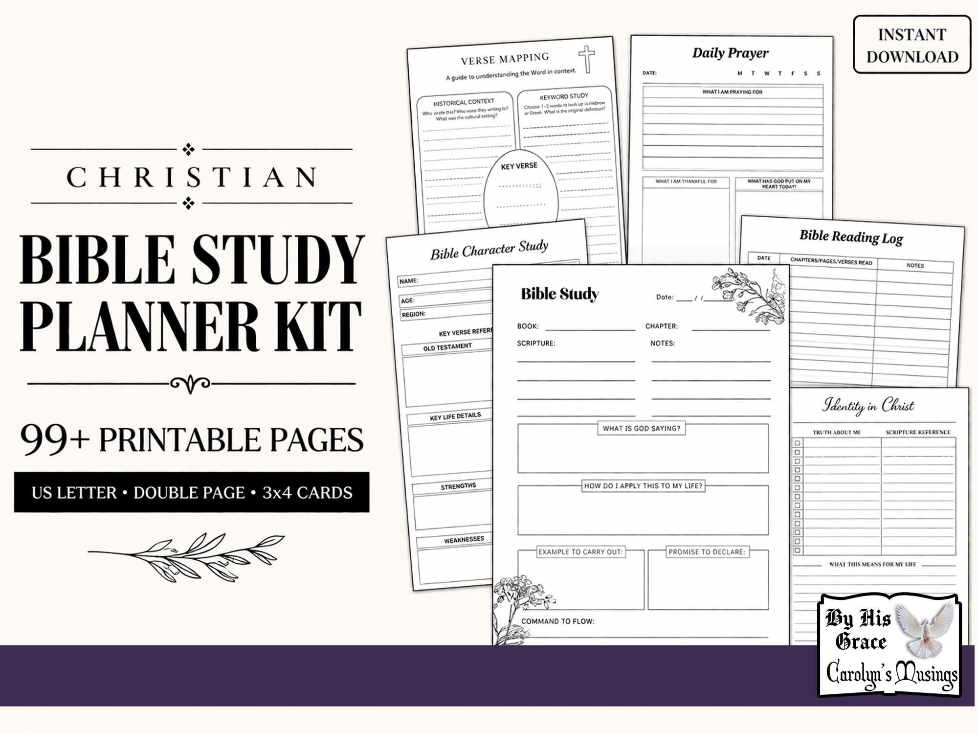 Christian Bible Study Planner Kit | Verse Mapping, Sermon Notes ...