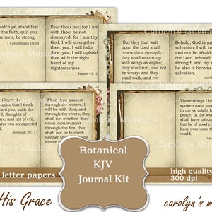 Kit de journal botanique, Fournitures imprimables pour journal indésirable KJV, Papier de journalisme de dévotion, Kit de journal, Papier de scrapbooking, Fabrication de cartes, numérique