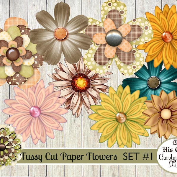 Junk Journal Fussy Cut Flowers, Printable Paper Flower, Digital Download, Collage Sheet, Flowers, Journal Ephemera, Embellishments
