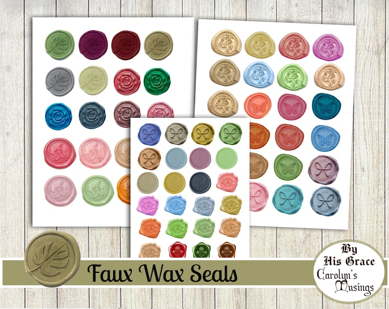 Faux Wax Seals for Envelope Collage Planner Journals Printable Etsy