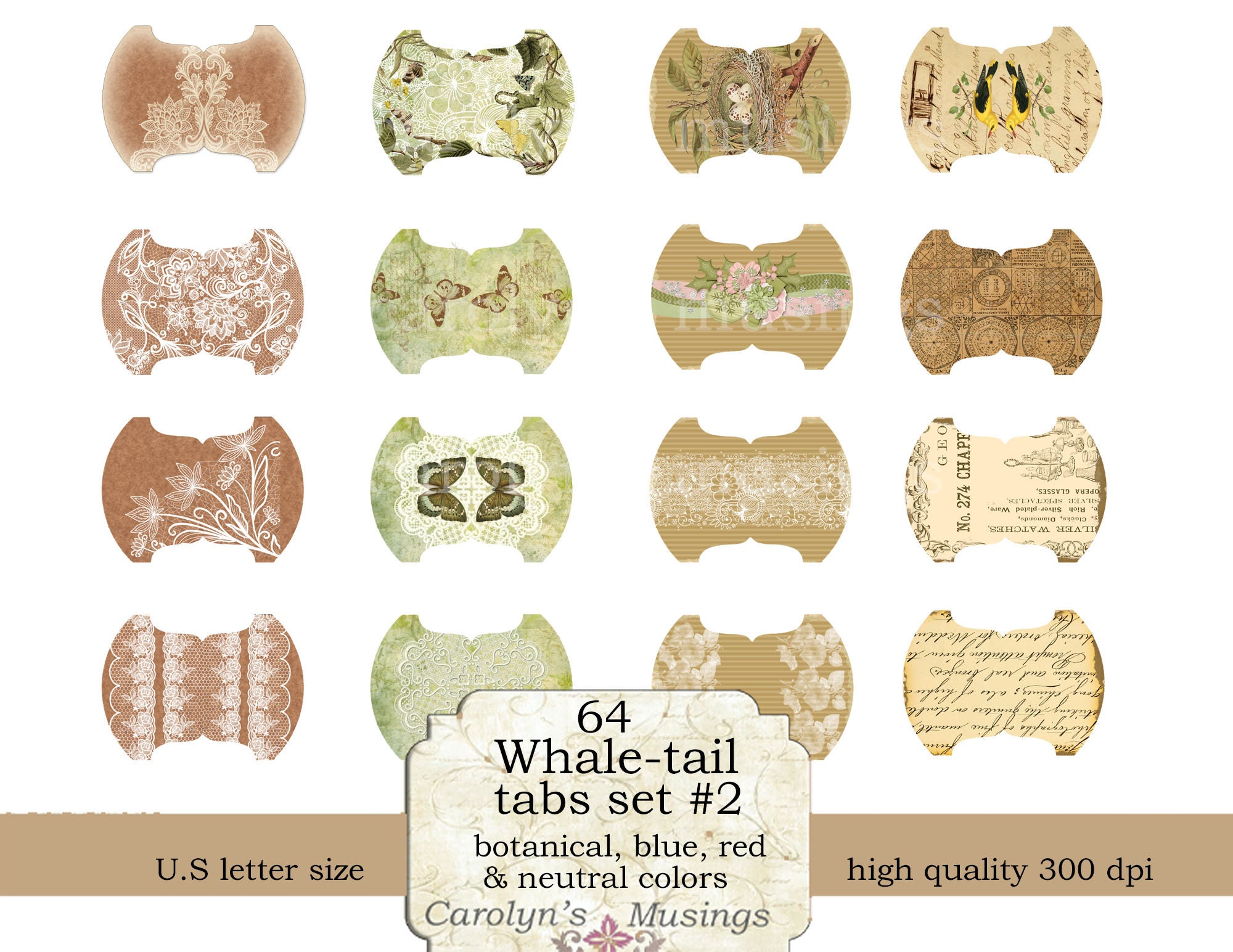 Genuine Retired Whale Tail Circle Tabs, Die Cuts, Set of 30, Abstract  Butterflies on 32 Lbs Ivory Parchment Paper, Journaling, Paper Crafts 