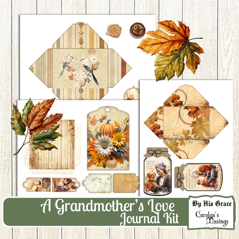 Grandmother's Love Junk Journal Kit: Autumn Ephemera (digital Download ...